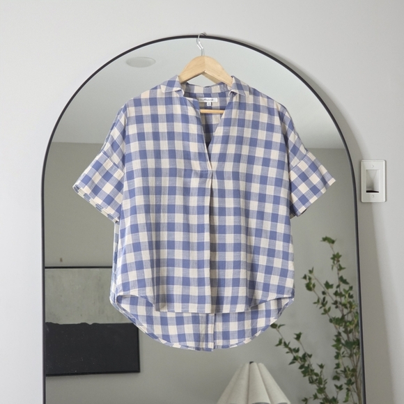 Madewell Blue Gingham Button-Back Top, Size XS - Picture 3 of 8